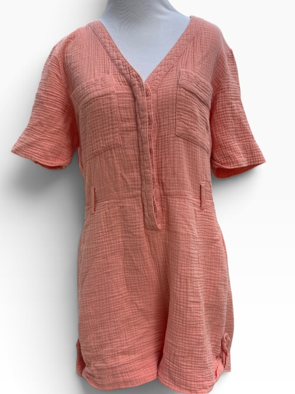 Women’s Coral Romper Jumpsuit - Lightweight Muslin